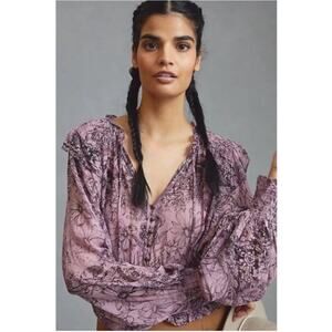 Anthropologie Purple Floral Blouse
